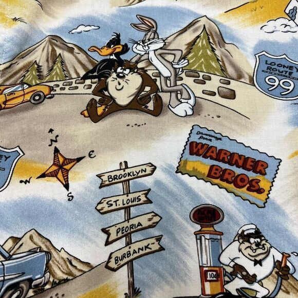 Looney Tunes Vintage Men’s Casual Button Down Shirt Bugs Bunny Road Trip XXL - Picture 7 of 9